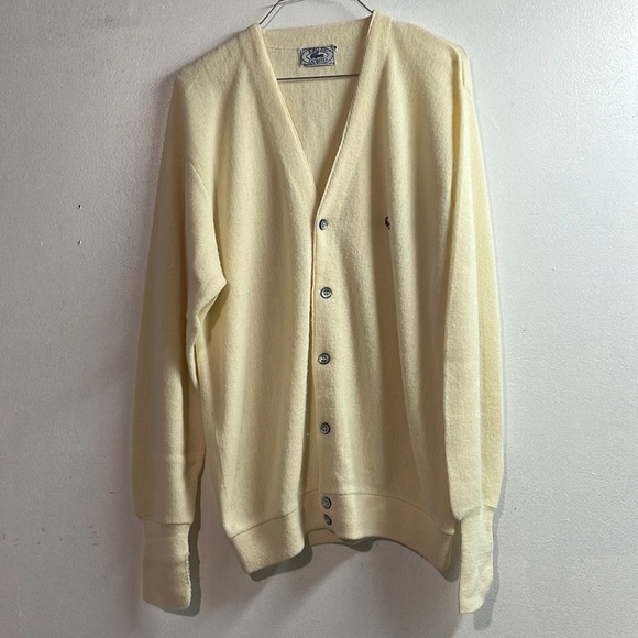Lacoste Other - Vintage Mens L IZOD Lacoste Cream Button-Up Cardigan Sweater.
